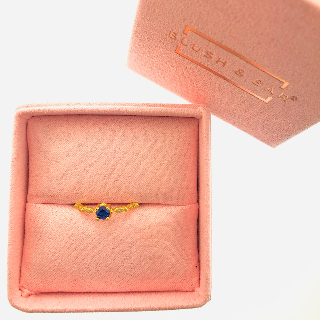 Women’s Blush & Bar Gold Garen Ring With Blue Stone